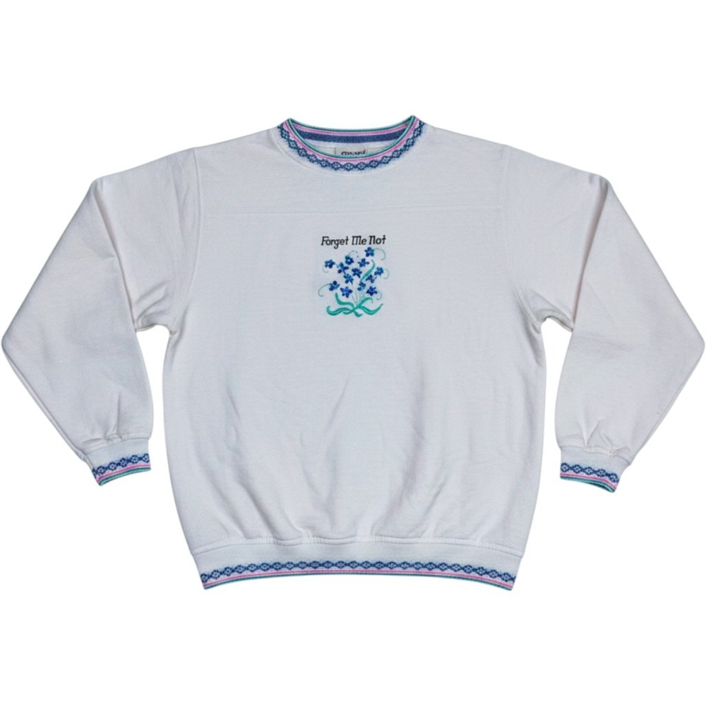 Vintage L.L. Bean "Forget Me Not" Floral Embroidered Sweatshirt Cottagecore L